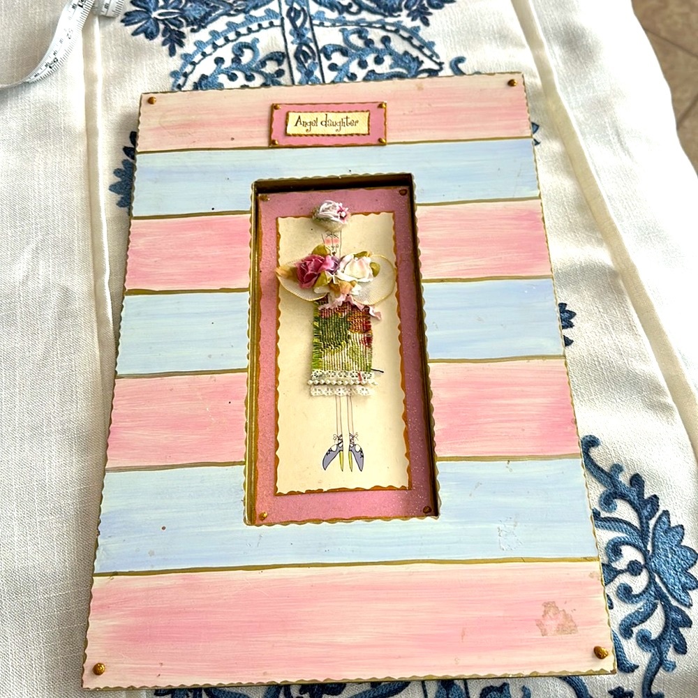 Angel Daughter artwork by Sylvestri wood original tags and card 10” by 15”